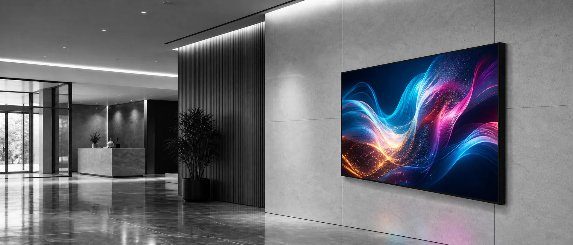 Premium dvLED display in a corporate lobby